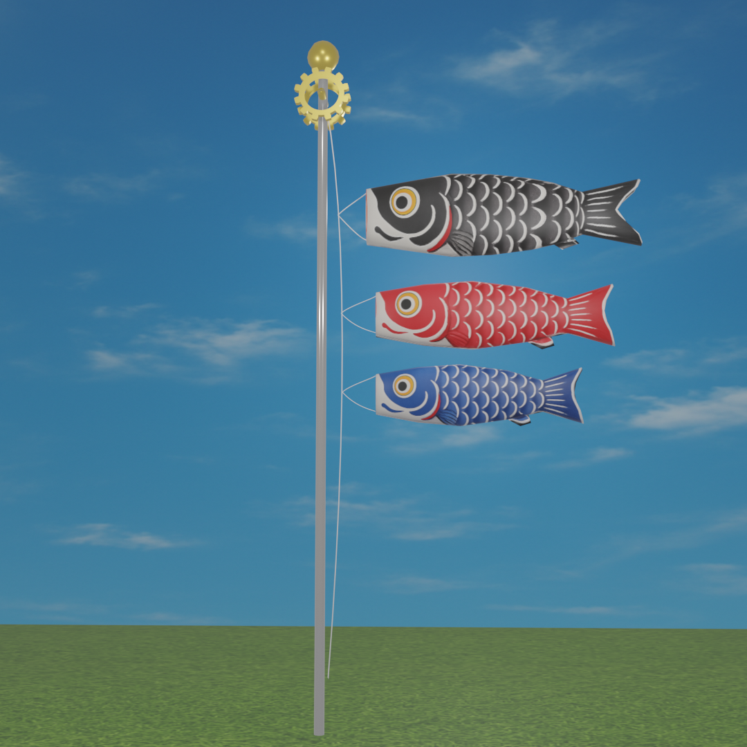 ライブで作成したこいのぼりとカメラを回転させる